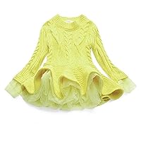 Girls Toddler Knitted Girls Dress Pullover Winter Baby Kids Crochet Sweater Tulle with Girls Toddler Embroide Shirt