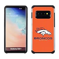 Samsung Galaxy S10 Plus - NFL Licensed Denver Broncos Orange Textured Back Cover on Black TPU Skin