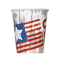 9oz Vintage American Flag Party Cups, 8ct