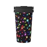 Colorful Shiny Print Print Thermal Coffee Mug,Travel Insulated Lid Stainless Steel Tumbler Cup For Home Office Outdoor