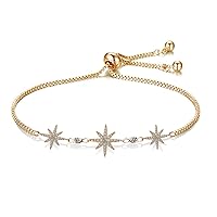 Star Bracelet for Women l18K Gold Plated Classic Adjustable Slider Bracelet l Gifts for Girlfriend Wife Mom