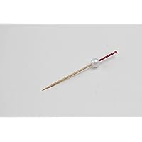 Banyo 18250A Natural Material White Pearl Skewers, Red, 3.0 inches (7.5 cm), 100 Pieces