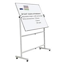 Mobile Dry Erase Board Magnetic Whiteboard on Wheels (Aluminium Frame) 36