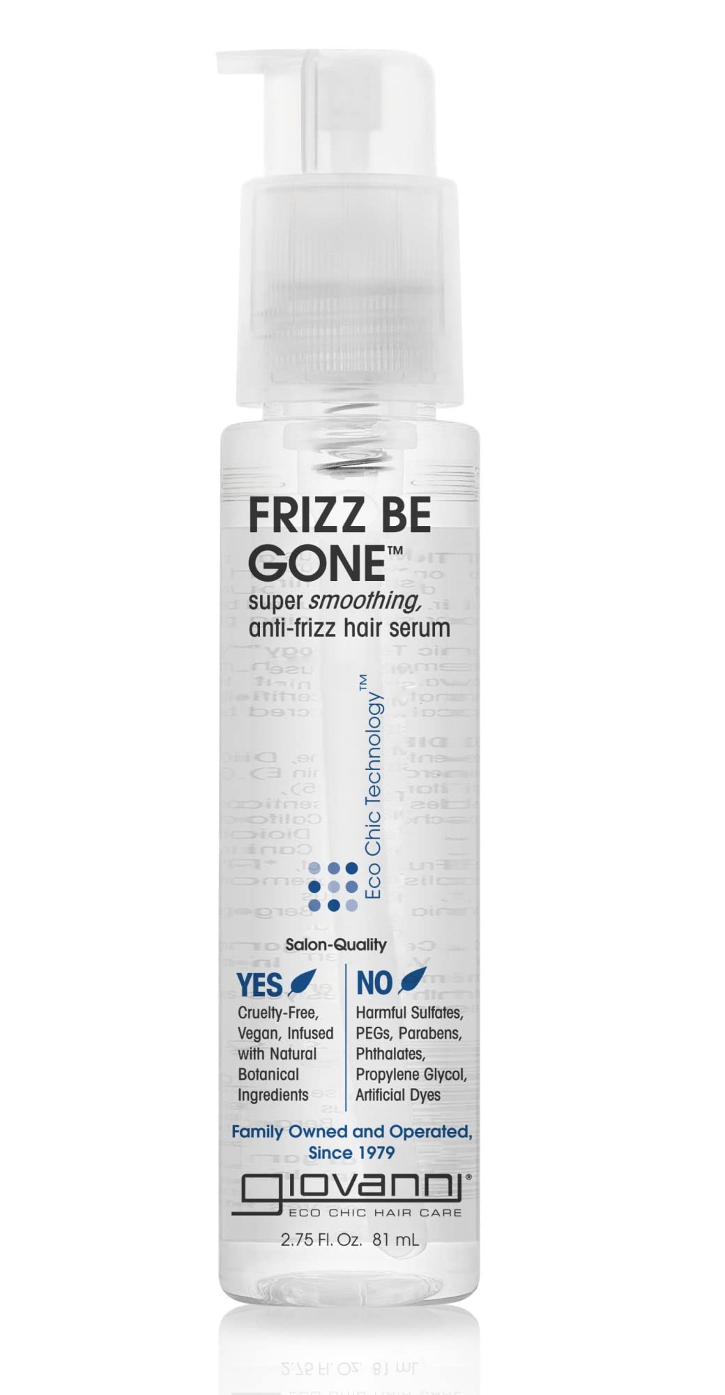GIOVANNI ECO CHIC Frizz Be Gone - Super Smoothing Anti-Frizz Hair Serum, Adds Shine, Seals in Color, Infused with Natural Botanical Ingredients, Salon Quality, No Parabens - 2.75 oz (3 Pack)