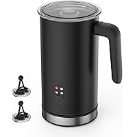 RATRSO Milk Frother, Electric Milk Steamer, Hot and Cold Foam Maker, Automatic Milk Warmer, Silent Operation for Coffee, Latte, Cappuccino, Hot Chocolate, Black