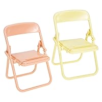 ERINGOGO 2pcs Folding Chair Mobile Phone Holder Table Chair Desktop Toys Phone Table Stand Model Accessories Micro Wood Foldable Chair Dollhouse Furniture Plastic Watch Tv Miniature