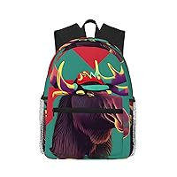 Moose Print Backpack For Women Men, Laptop Bookbag,Lightweight Casual Travel Daypack