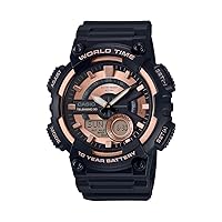 Casio Men's AEQ-110W-1A3V Telememo Analog-Digital Display Quartz Black Watch