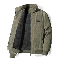 Men's Lightweight Jackets Coat-Windproof Corduroy Jacket Full Zip Athletic Jacket with Pockets Warm Fleece Sweatshirt