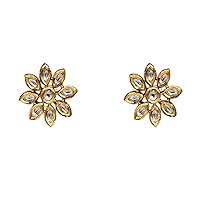 Trendy Stylish Stud Earrings Gold Plated Kundan Stone Embellished Designer Handcrafted Fashion Collection Jewellery for Women Girls Ladie