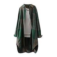 Women's Spring Clothes Fashion Plaid Loose Casual Cardigan Thin Outer Shirt Sun Jacket Top, S-3XL