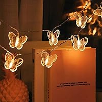 Dragonfly String Lights 10 feet 20 LED Retro Style Copper Wire Butterfly Fairy Lights, Battery-Powered Christmas Tree Garden Wedding Party Holiday Decoration and Summer Lighting (Butterfly)