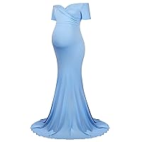 Molliya Maternity Long Dress Off Shoulder Elegant Fitted Gown Stretchy Maxi Photography Dress