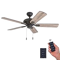 Prominence Home Russwood, 42 Inch Farmhouse Ceiling Fan with No Light, Remote Control, Three Mounting Options, 5 Dual Finish Blades, Reversible Motor - 50751-01 (Bronze)