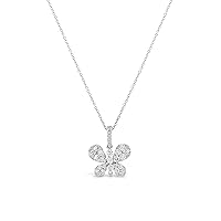 The Diamond Deal 18kt White Gold Womens Necklace Butterfly VS Diamond Pendant 1 Cttw (16 in, 2 in ext.)
