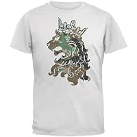 Old Glory Camo Heraldic Lion White Adult T-Shirt - Small