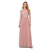 Adrianna Papell Women's Beaded Mesh Covered Gown