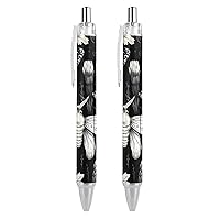Death Moth Flowers Ballpoint Pens Black Ink Ball Point Pen Retractable Journaling Pen Work Pens for Men Women Office Supplies 2 PCS