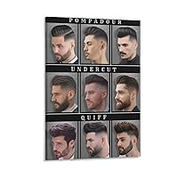 Latest Men's Haircut Barbershop Model Haircut Poster Short Hair Boy Hair Salon Wall Art Wall Art Paintings Canvas Wall Decor Home Decor Living Room Decor Aesthetic 24x36inch(60x90cm) Frame-style