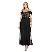 R&M Richards Evening Gown with Draped Cap Sleeves