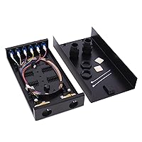 LC-SM 6 Duplex Box Cables 12 Port Wall Mount Fiber Enclosure with Spool Singlemode OS1 LC-UPC Kit (Includes a 1 Meter 12 Strand LC-UPC Pigtail and 6 Port Duplex LGX Loaded Panel
