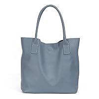Tote Bag, Big Capacity Genuine Leather Bag, Women Shoulder Top-Handle Simple Commuter Casual Large Tote Bucket