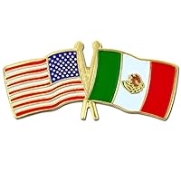 PinMart‘s USA and Mexico Crossed Friendship Flag Enamel Lapel Pin - Country Flags Pins For Hats, Jackets, and Backpacks