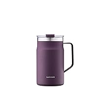 LocknLock Metro Mug Premium 18/8 Stainless Steel Double Wall Insulated with Handle Perfect for table with Lid, Purple, 20 oz