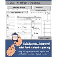 Complete Diabetes Journal with Food & Blood Sugar Log: Daily Blood Glucose Monitoring for Each Meal (Before/After) | Insulin Tracker | Medication ... and Activity Tracking | Medical Notes & More
