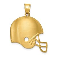 14k Engravable Gold Brushed Football Helmet Pendant Necklace Jewelry for Women