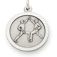 Sterling Silver Saint Christopher Necklace Karate Sports Medal Pendant, 3/4 Inch