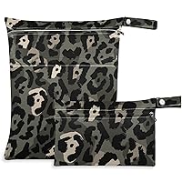 visesunny Camouflage Texture Military Seamless Background 2Pcs Wet Bag with Zippered Pockets Washable Reusable Roomy Diaper Bag for Travel,Beach,Daycare,Stroller,Diapers,Dirty Gym Clothes,Wet Swimsuit