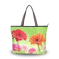 ColourLife Floral Sunflowers Shoulder Bag Top Handle Lovely Print Polyester Fabric Cloth Tote Handbags Gift for Ladies School Travel Daypack Large Size