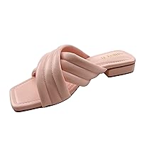 Slip On Low Heel Open Toe Casual Padded Strap Summer Pink, Black, White, Lilac and Green Color Sandal