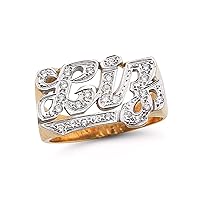 Rylos Rings For Women Jewelry For Women & Men 925 Yellow Gold Plated Silver or Sterling Silver Personalized 0.15 CTW Diamond Name Ring Script Style 12mm Special Order, Made to Order Ring