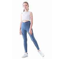Girls Yoga Pants V Cross Waisted Kids Yoga Leggings with Pockets Buttery Soft Workout Running Athletic Leggings Stretchy