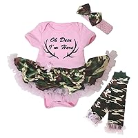 Petitebella Oh Deer I'm Here Pink Bodysuit Camouflage Tutu Leg Warmer Nb-18m