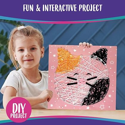 BATTOP Kraft Works Pawfriends String Art Kit – Dog and Cat Craft Kit for Kids 8-12 – Complete String Crafting Set - Large Canvas Arts and Crafts Set – Fun and Creative DIY Kid Craft Project