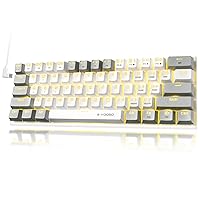 E-YOOSO 60% Mechanical Keyboard, 61 Key Ultra-Compact Gaming Keyboard Wired with Yellow LED Backlit, 60 Percent Computer Keyboard for Windows, Mac OS (White Grey, Blue Switch)