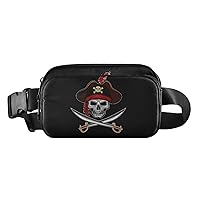 Pirates Skull Belt Bag for Women Men Water Proof Belt Bags with Adjustable Shoulder Tear Resistant Fashion Waist Packs for Travel