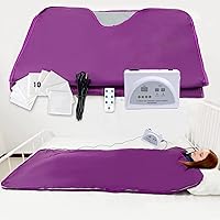 Far-Infrared Sauna Blanket 2-Zone Digital Square Box Fast Heat Detox Blanket Home Personal Sauna Blanket to Relieve Pain Oxford Cloth Sauna Bed (Purple)