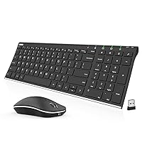 Arteck 2.4G Wireless Keyboard and Mouse Combo HW193MW162 Stainless Ultra Slim Full Size Keyboard and Ergonomic Mouse for Computer Desktop PC Laptop and Windows 11/10/8/7 Build in Rechargeable Battery