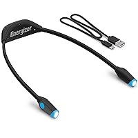 Energizer LED Rechargeable Black (Neck Light) Flex, Book Light for Reading in Bed, 3 Brightness Levels & Dimming Feature, Bendable Arms, Long Lasting, Perfect for Reading, Knitting, Camping, (1-Pack)
