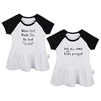 Pack of 2, for This Child We Have Prayed & When God Made Me He Said Ta-da Funny Dresses Infant Baby Girls Princess Dress