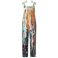 Women's Summer Outfits Fashion Sweet Loose Casual Printed Retro Strappy Jumpsuit Outfits