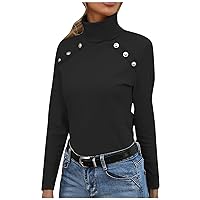 High Neck Knit Tops Women Slim Fit Long Sleeve Pullover Plain Shirts Dressy Casual Work Blouse Turtleneck Sweater