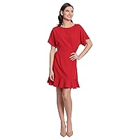 Donna Morgan Women's Cinched Waist Kimono Sleeve Ruffle Flounce Hem Workwear Office Event Guest of