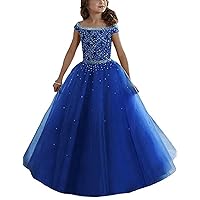 Girls Quinceanera Pageant Dress Birthday Beaded Crystal Kids Party Ball Gowns