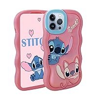 Compatible with iPhone 13 Pro Max/12 Pro Max Case, Stich Cute 3D Cartoon Cool Soft Silicone Animal Character Waterproof Protector Boys Kids Girls Gifts Cover Skin For Phone 12 Pro Max/13 Pro Max