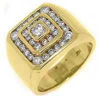 14k Yellow Gold Mens Brilliant Round Diamond Ring 3 Carats